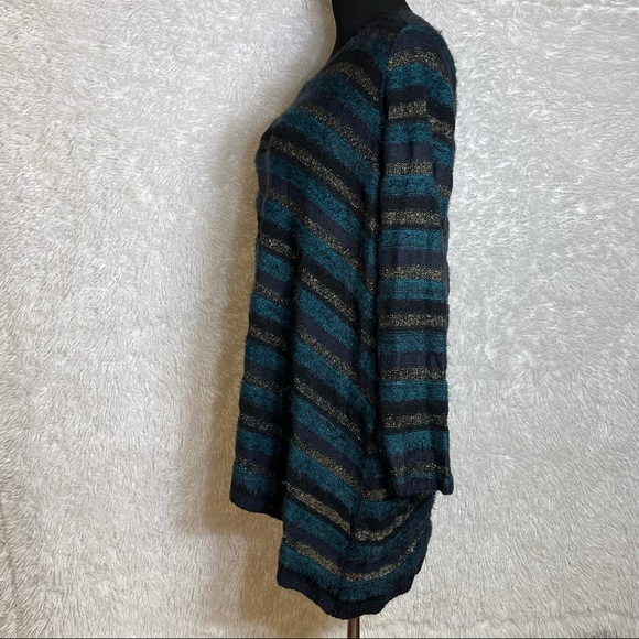 Chico’s Women’s Soft Metallic Striped Long Sleeve Sweater - Picture 4 of 8